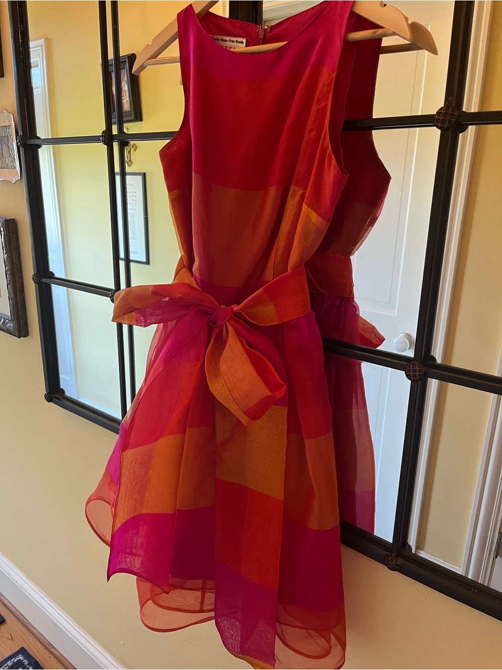Chetta B Vintage Party Dress with Pink, Orange, and Red Ombré Effect
